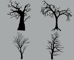 Trees Black Objects Signs Symbols Vector Illustration Abstract With Gray Background