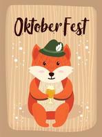 Fox Cartoon Cute Animals October Beer Festival vector