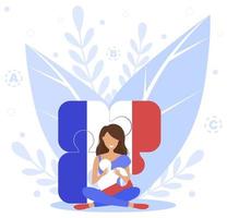 Happy student holding puzzle. Puzzles with french flag. Learning concept. Language courses, school. French language. French flag.Online education
