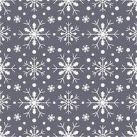 Seamless pattern with white snowflakes on grey background. Festive winter traditional decoration for New Year, Christmas, holidays and design. Ornament of simple line repeat snow flake vector