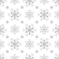 Seamless pattern with silver snowflakes on white background. Festive winter traditional decoration for New Year, Christmas, holidays and design. Ornament of simple line repeat snow flake vector