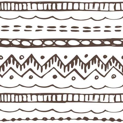 White brown line ink winter abstract border seamless pattern. Hand drawn vector illustration for Christmas decoration