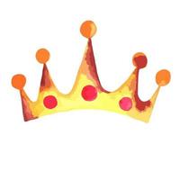 Dibujo de acuarela que representa la corona dorada de la monarquía, dinastía con manchas de óxido y piedras rojas, rubí. vector