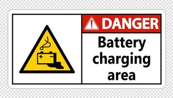 Danger battery charging area Sign on transparent background vector