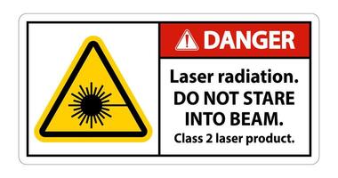 Danger Laser radiation,do not stare into beam,class 2 laser product Sign on white background vector