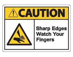 Caution Sharp Edges Watch Your Fingers Symbol Sign on white background vector