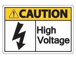 Caution high voltage sign on white background vector