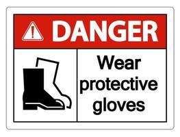Danger Wear protective footwear sign on transparent background vector