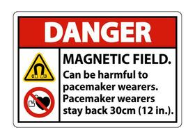 Danger Magnetic field can be harmful to pacemaker wearers.pacemaker wearers.stay back 30cm vector