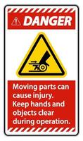 Danger Moving parts can cause injury sign on white background vector