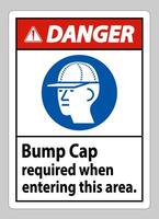 Danger Sign Bump Cap Required When Entering This Area vector