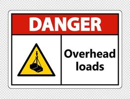 Danger overhead loads Sign on transparent background vector