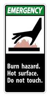 Emergency Burn hazard,Hot surface,Do not touch Symbol Sign Isolate on White Background,Vector Illustration vector