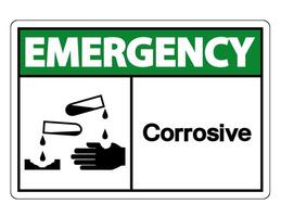 Emergency Corrosive Symbol Sign on white background vector