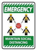 Emergency Maintain social distancing, stay 6ft apart sign,coronavirus COVID-19 Sign Isolate On White Background,Vector Illustration EPS.10 vector