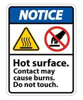 Notice Hot Surface Do Not Touch Symbol Sign Isolate on White Background,Vector Illustration vector