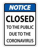 Notice Closed to public sign on white background vector