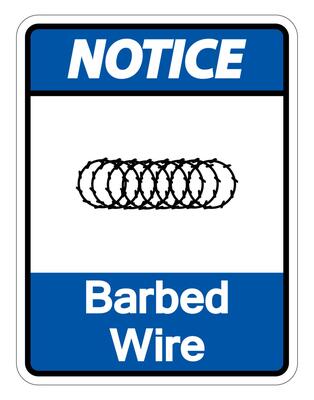 Notice Barbed Wire Symbol Sign On White Background,Vector Illustration