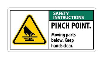 Safety Pinch Point, Moving Parts Below, Keep Hands Clear Symbol Sign Isolate on White Background,Vector Illustration EPS.10 vector
