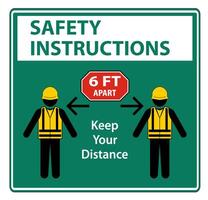 Safety Instructions Social Distancing Construction Sign Isolate On White Background,Vector Illustration EPS.10 vector