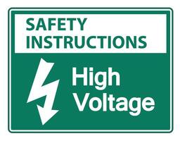 Safety instructions high voltage sign on white background vector