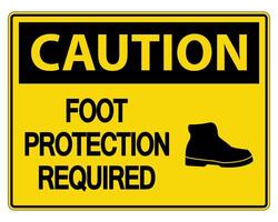 Caution Foot Protection Required Wall Sign on white background vector