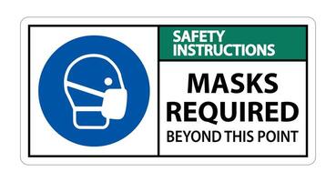 Safety Instructions Masks Required Beyond This Point Sign Isolate On White Background,Vector Illustration EPS.10 vector