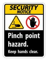 Security Notice Pinch Point Hazard,Keep Hands Clear Symbol Sign Isolate on White Background,Vector Illustration vector