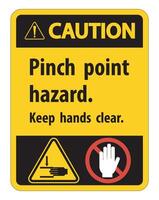 Caution Pinch Point Hazard,Keep Hands Clear Symbol Sign Isolate on White Background,Vector Illustration vector