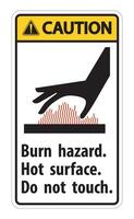 Caution Burn hazard,Hot surface,Do not touch Symbol Sign Isolate on White Background,Vector Illustration vector