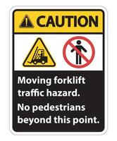 Moving forklift traffic hazard,No pedestrians beyond this point,Symbol Sign Isolate on White Background,Vector Illustration vector