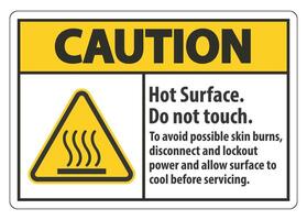 Hot Surface, Do Not Touch, To Avoid Possible Skin Burns, Disconnect And Lockout Power And Allow Surface To Cool Before Servicing Symbol Sign Isolate On White Background,Vector Illustration vector