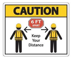 Caution Social Distancing Construction Sign Isolate On White Background,Vector Illustration EPS.10 vector