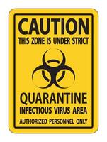 Caution Quarantine Infectious Virus Area Sign Isolate On White Background,Vector Illustration EPS.10 vector