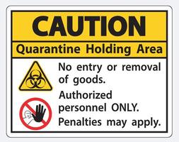 Caution Quarantine Holding Area Sign Isolated On White Background,Vector Illustration EPS.10 vector