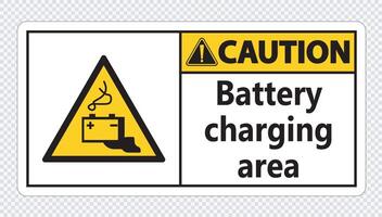 Caution battery charging area Sign on transparent background vector