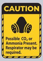 Caution PPE Sign Possible Co2 Or Ammonia Present, Respirator May Be Required vector