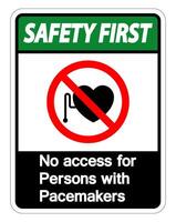 Safety first No Access For Persons With Pacemaker Symbol Sign On White Background vector