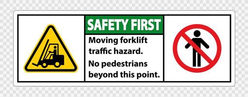 Moving forklift traffic hazard,No pedestrians beyond this point,Symbol Sign Isolate on transparent Background,Vector Illustration vector