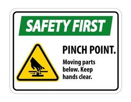 Safety Pinch Point, Moving Parts Below, Keep Hands Clear Symbol Sign Isolate on White Background,Vector Illustration EPS.10