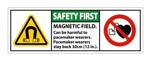 Safety First Magnetic field can be harmful to pacemaker wearers.pacemaker wearers.stay back 30cm vector