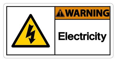 Warning Electricity Symbol Sign on white background vector