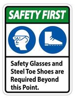 Safety Glasses And Steel Toe Shoes Are Required Beyond This Point vector