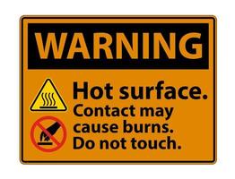 Advertencia de superficie caliente no toque el símbolo de signo aislado sobre fondo blanco, ilustración vectorial vector