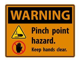 Warning Pinch Point Hazard,Keep Hands Clear Symbol Sign Isolate on White Background,Vector Illustration vector