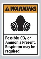 señal de advertencia de ppe posible presencia de co2 o amoníaco, es posible que se requiera un respirador vector