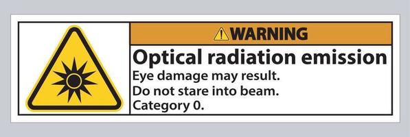 Señal de advertencia símbolo de emisión de radiación óptica signo aislado sobre fondo blanco. vector