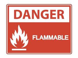 Danger Flammable Symbol Sign on white background vector