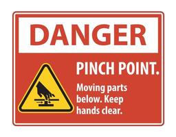 Danger Pinch Point, Moving Parts Below, Keep Hands Clear Symbol Sign Isolate on White Background,Vector Illustration EPS.10 vector