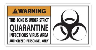 Advertencia de cuarentena virus infeccioso área signo aislar sobre fondo blanco, ilustración vectorial eps.10 vector